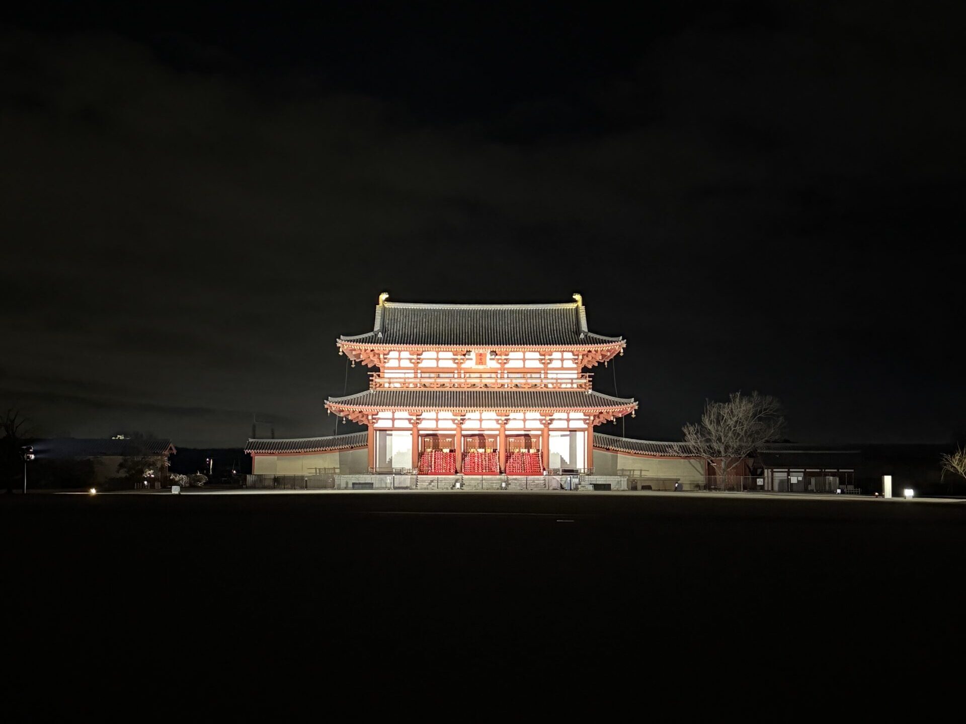 夜の平城宮跡 朱雀門