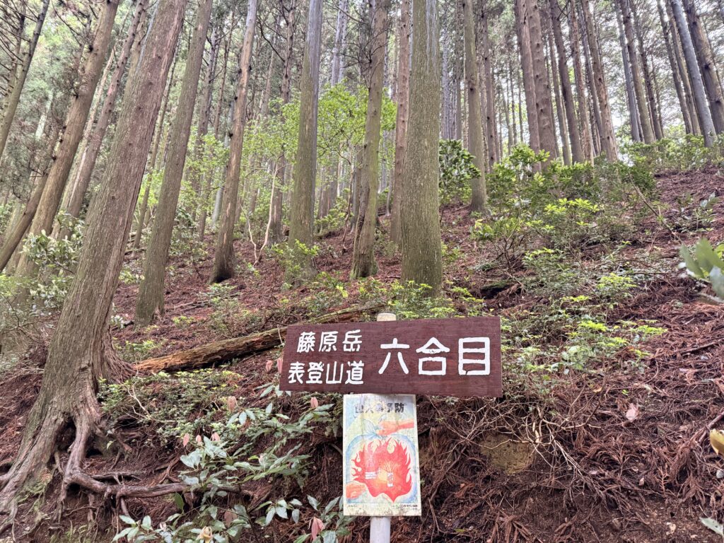 登り始めて六合目の看板写真