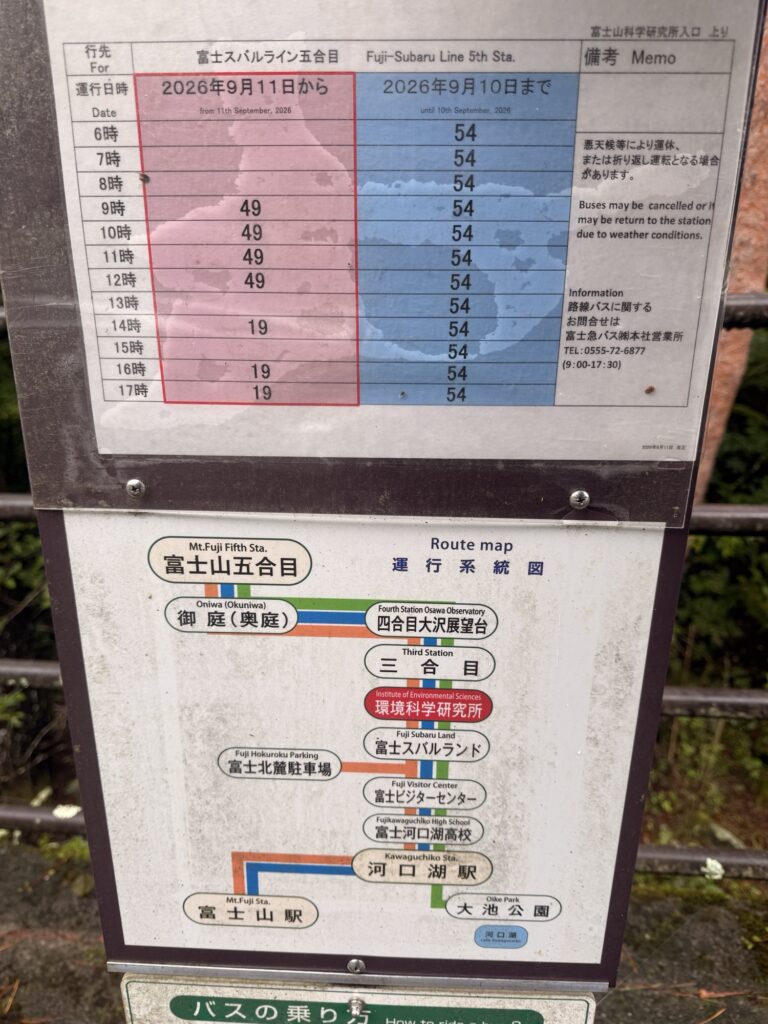 バスの時刻表